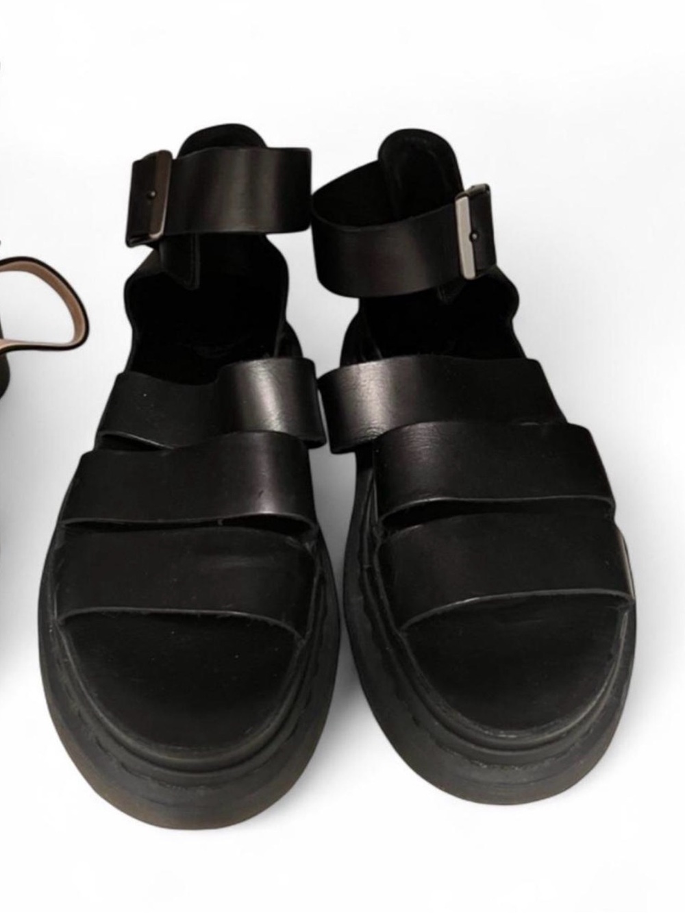 Dr.Martens Black Leather Double-Strap Platform Sandals